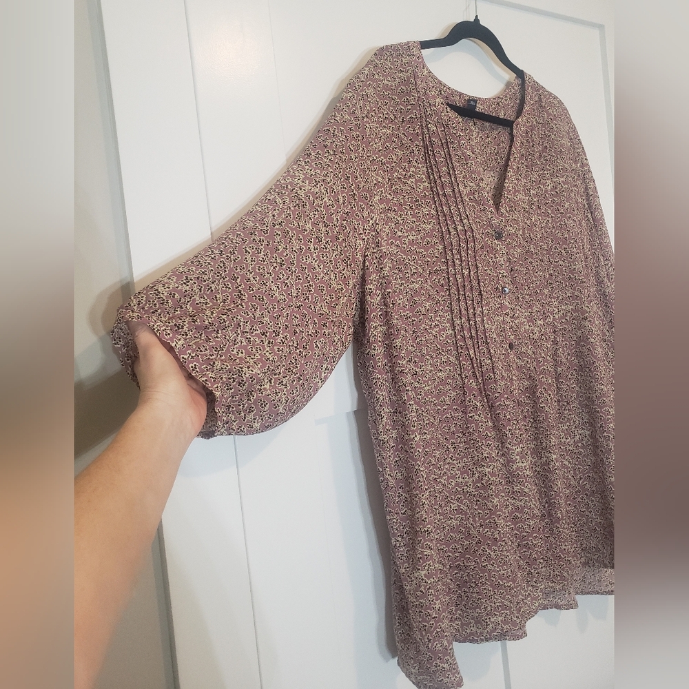 Lands End' Button Up T Mini Dress Floral 3/4 Sleeve L Size 3X 24W-26W - Picture 6 of 14